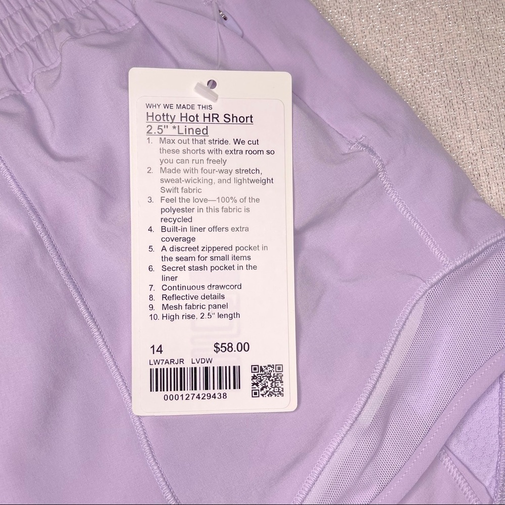 Lululemon Hotty Hot Hi Rise Gym Shorts Lavender - Picture 9 of 9